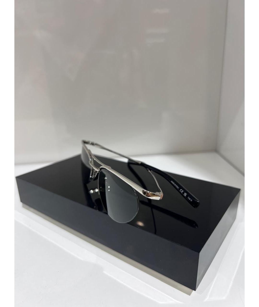 SAINT LAURENT Серебряные металлические солнцезащитные очки, фото 3