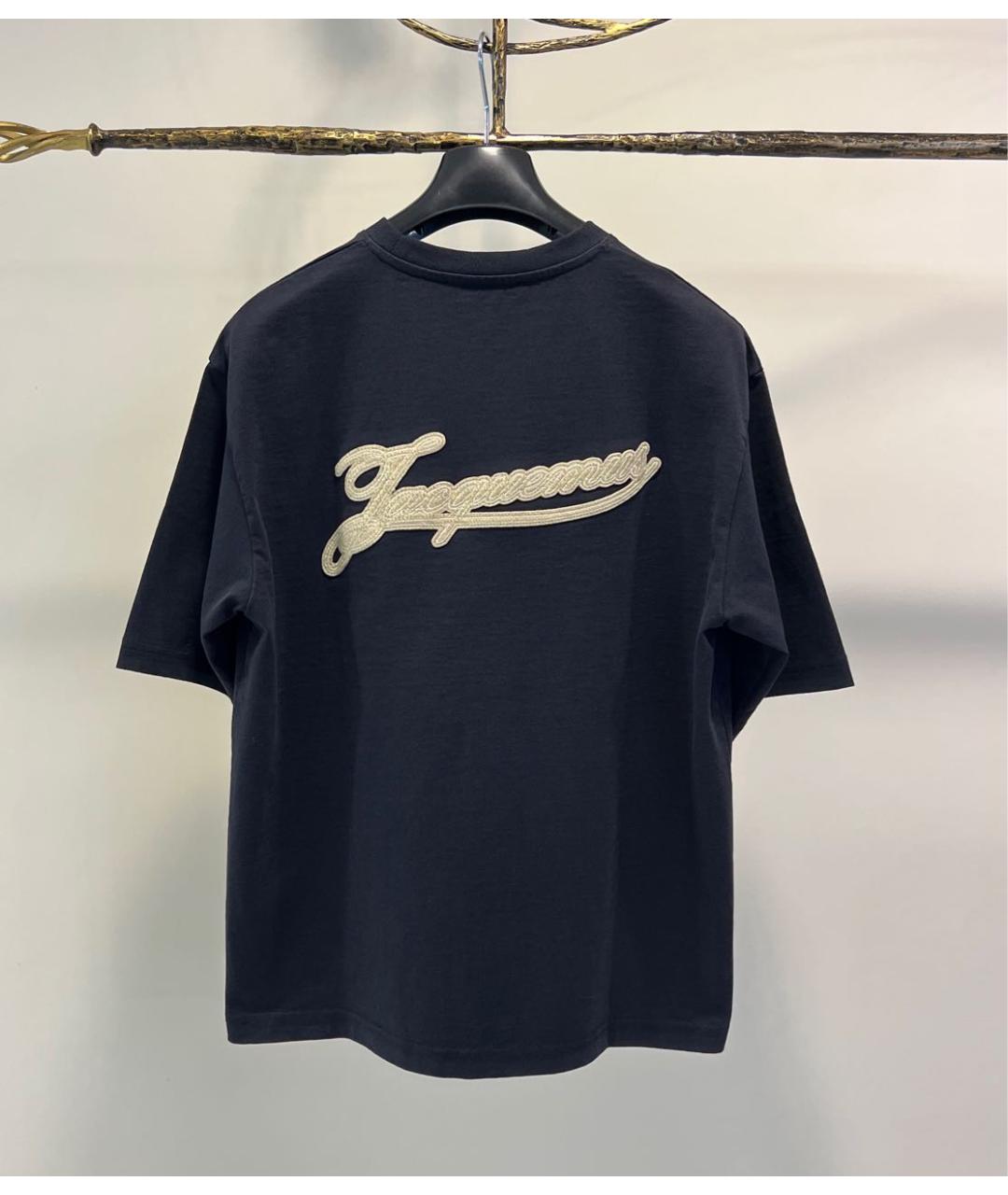 JACQUEMUS Темно-синяя хлопковая футболка, фото 2