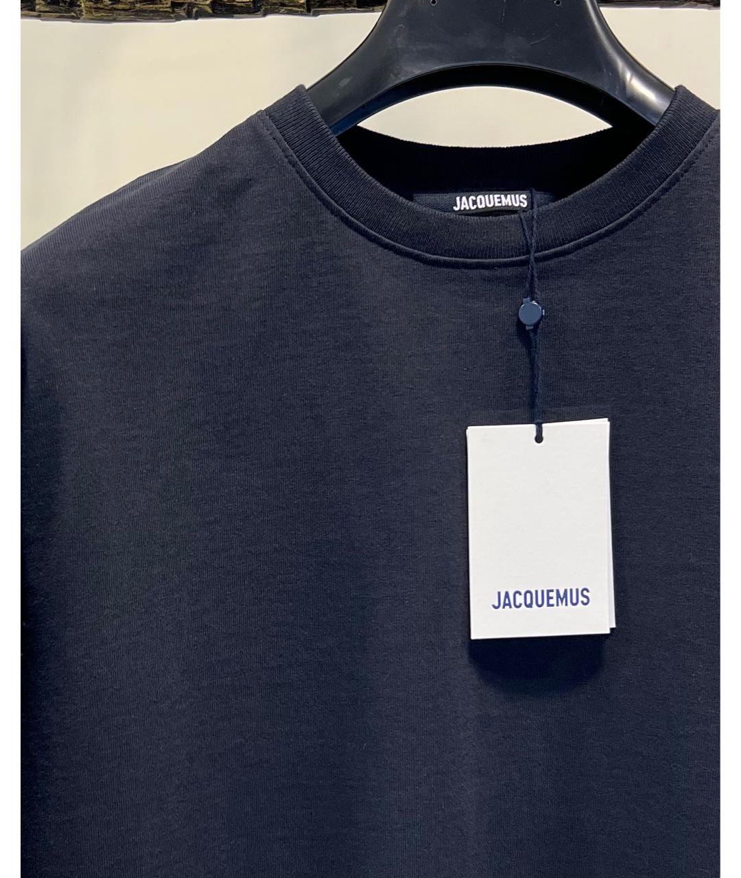 JACQUEMUS Темно-синяя хлопковая футболка, фото 3
