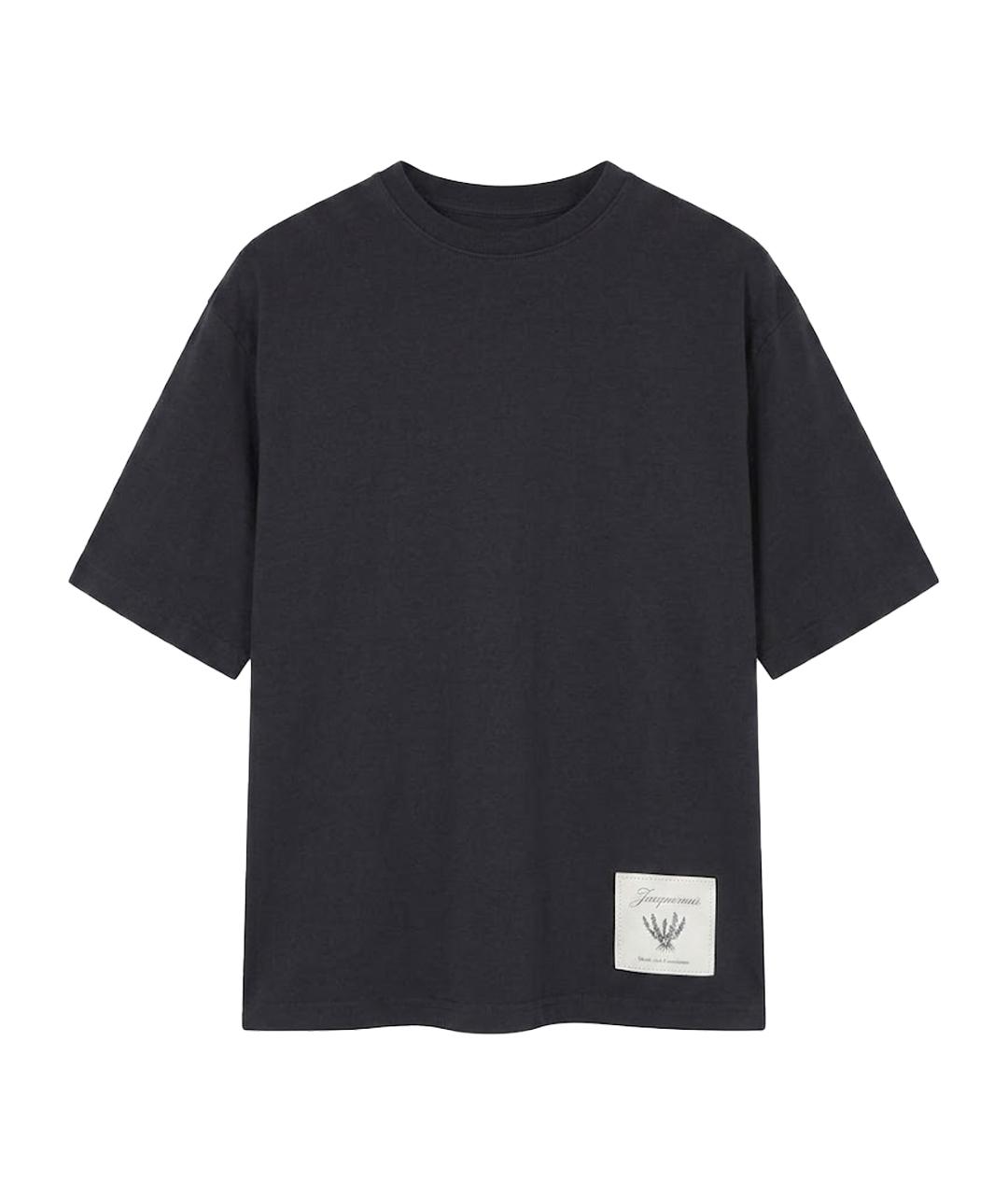 JACQUEMUS Темно-синяя хлопковая футболка, фото 1