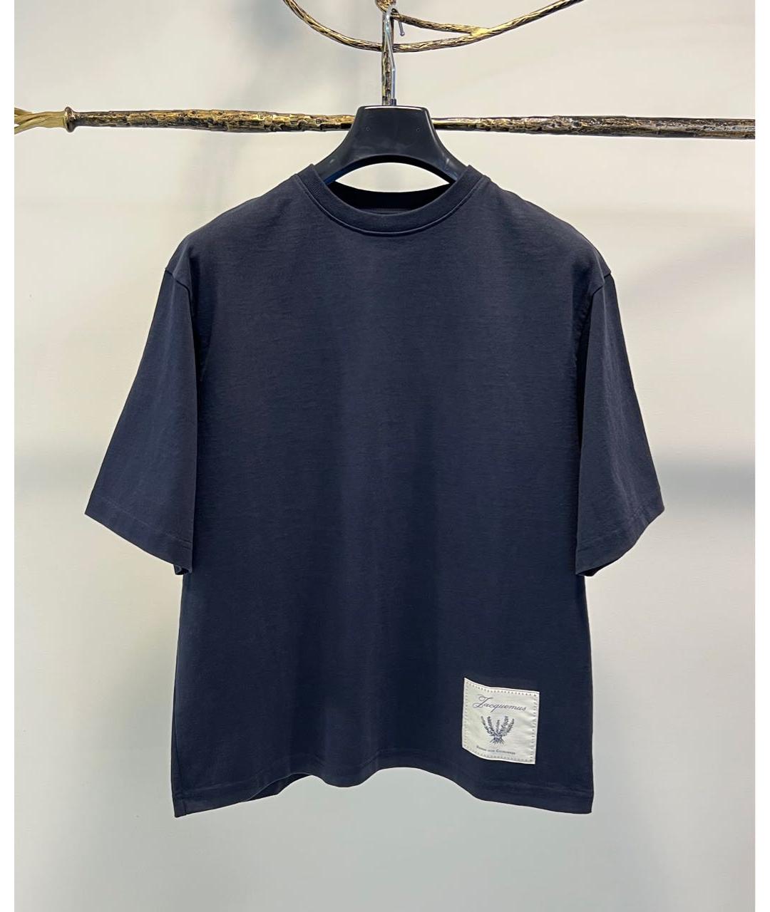 JACQUEMUS Темно-синяя хлопковая футболка, фото 7