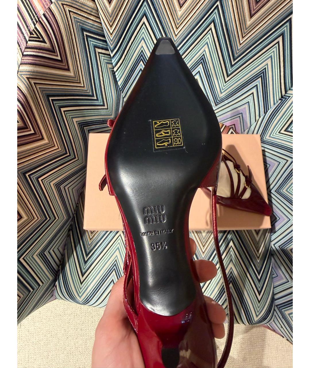 MIU MIU Бордовые туфли из лакированной кожи, фото 3