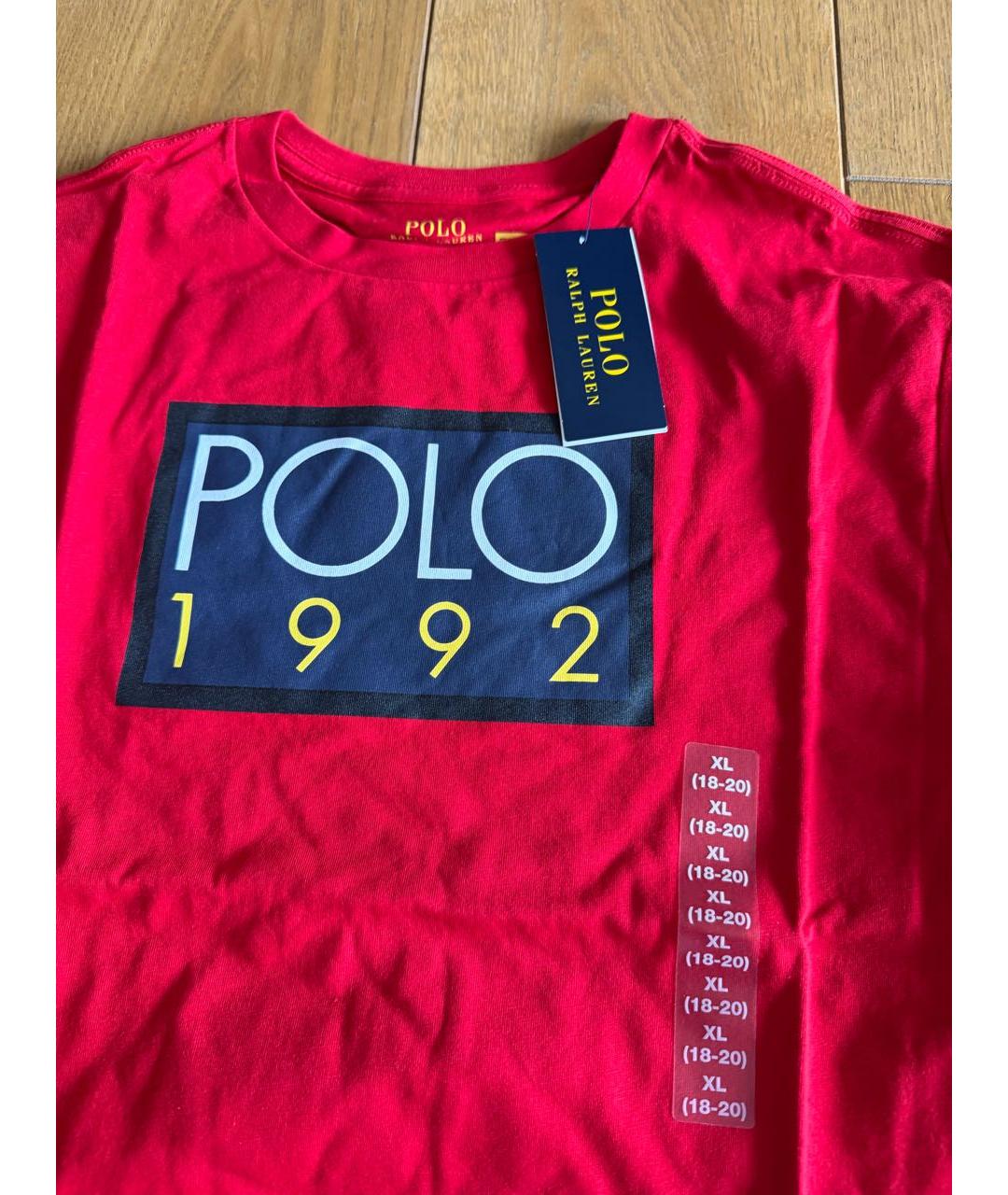 POLO RALPH LAUREN Красная хлопковая детская футболка, фото 3