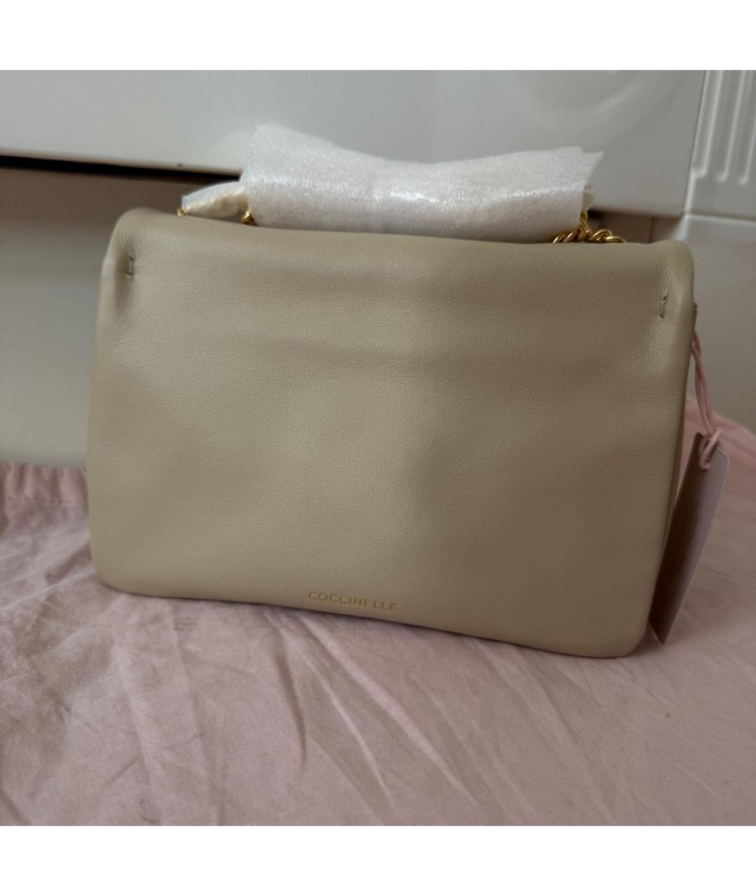 COCCINELLE Бежевая кожаная сумка через плечо, фото 3