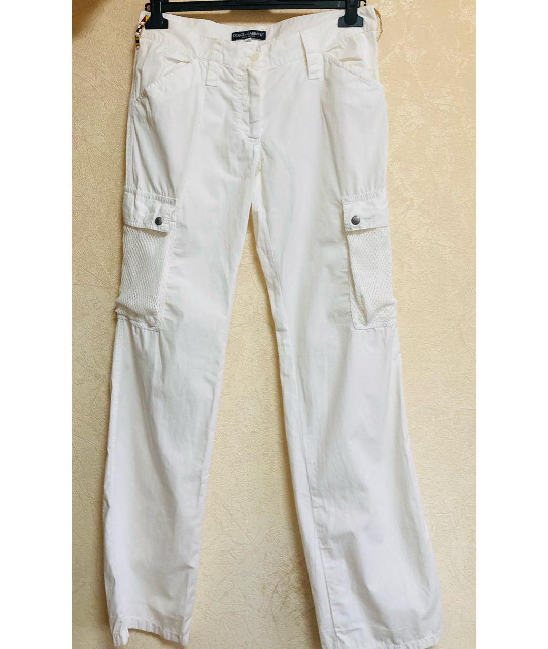 DOLCE&GABBANA Белые хлопковые прямые брюки, фото 9