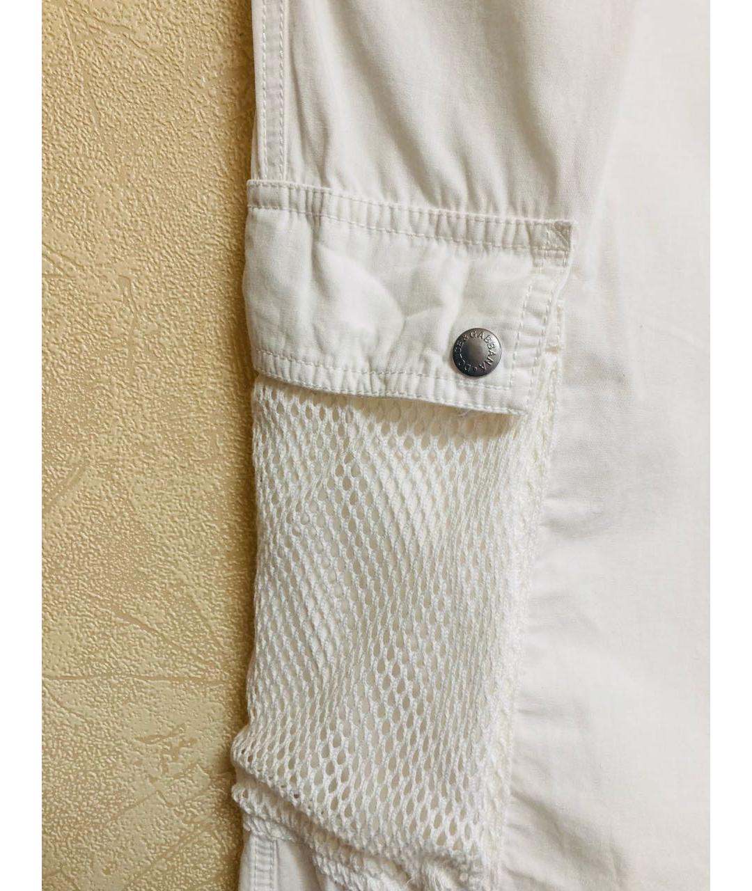 DOLCE&GABBANA Белые хлопковые прямые брюки, фото 4