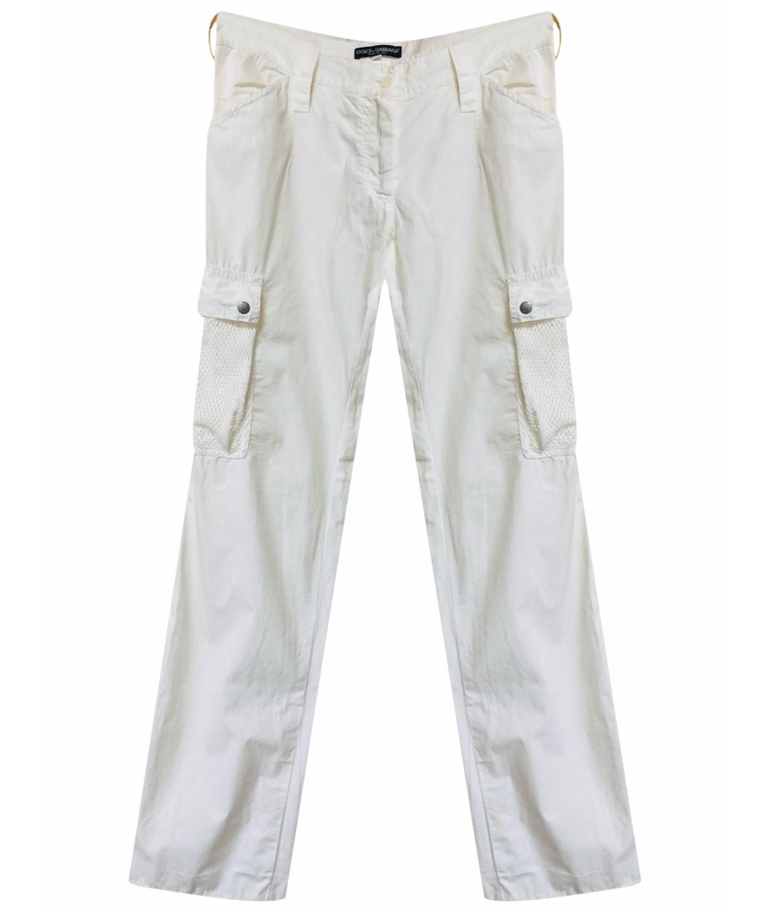 DOLCE&GABBANA Белые хлопковые прямые брюки, фото 1