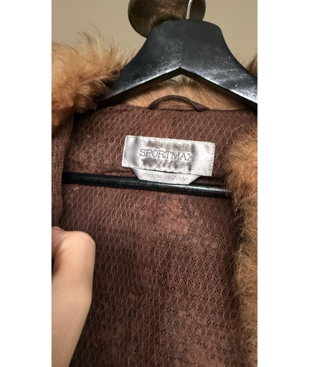 SPORTMAX Коричневый меховой жакет/пиджак, фото 3