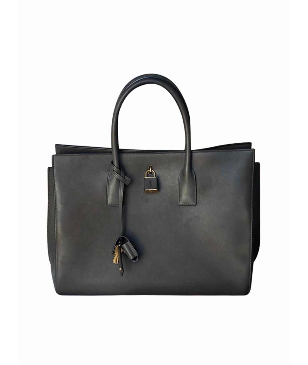 SAINT LAURENT Коричневая кожаная сумка с короткими ручками, фото 1