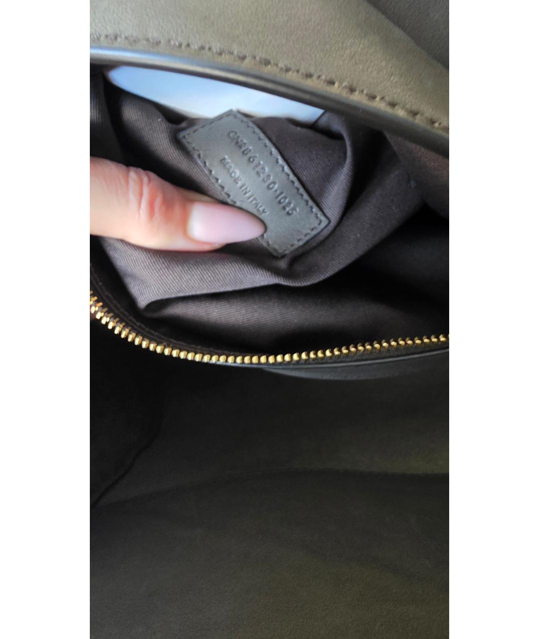 SAINT LAURENT Коричневая кожаная сумка с короткими ручками, фото 2