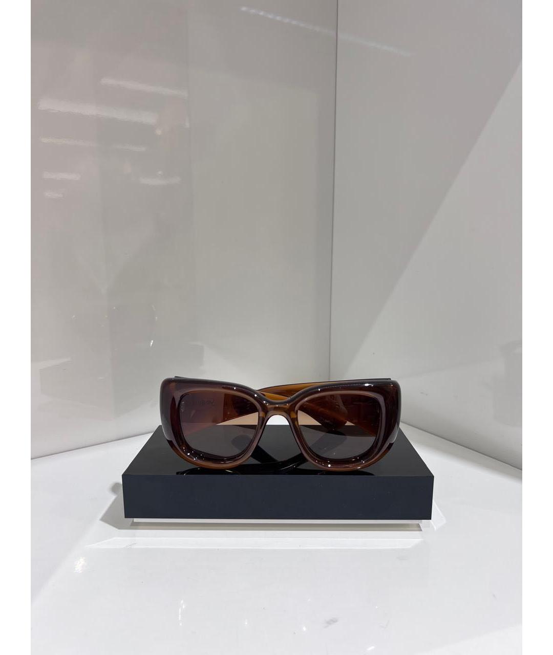 SAINT LAURENT Коричневые пластиковые солнцезащитные очки, фото 2