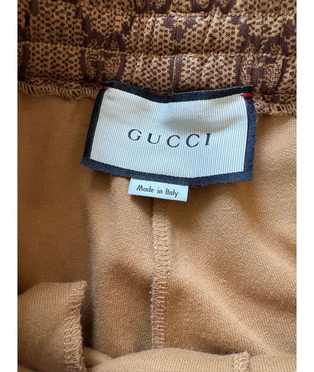 GUCCI Коричневые хлопковые спортивные брюки и шорты, фото 3