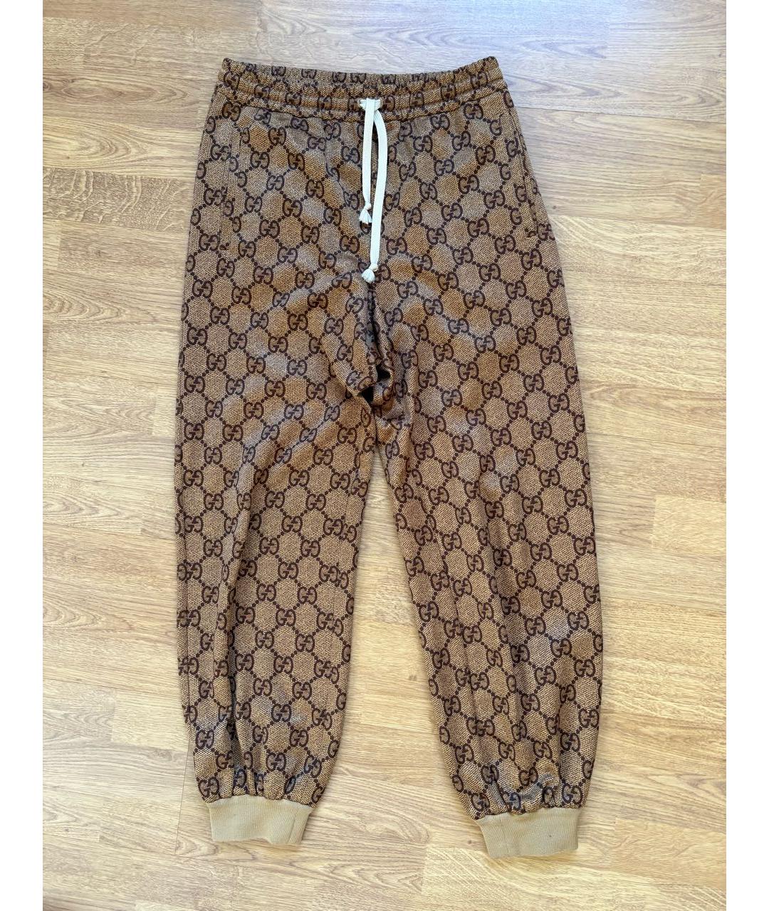 GUCCI Коричневые хлопковые спортивные брюки и шорты, фото 2