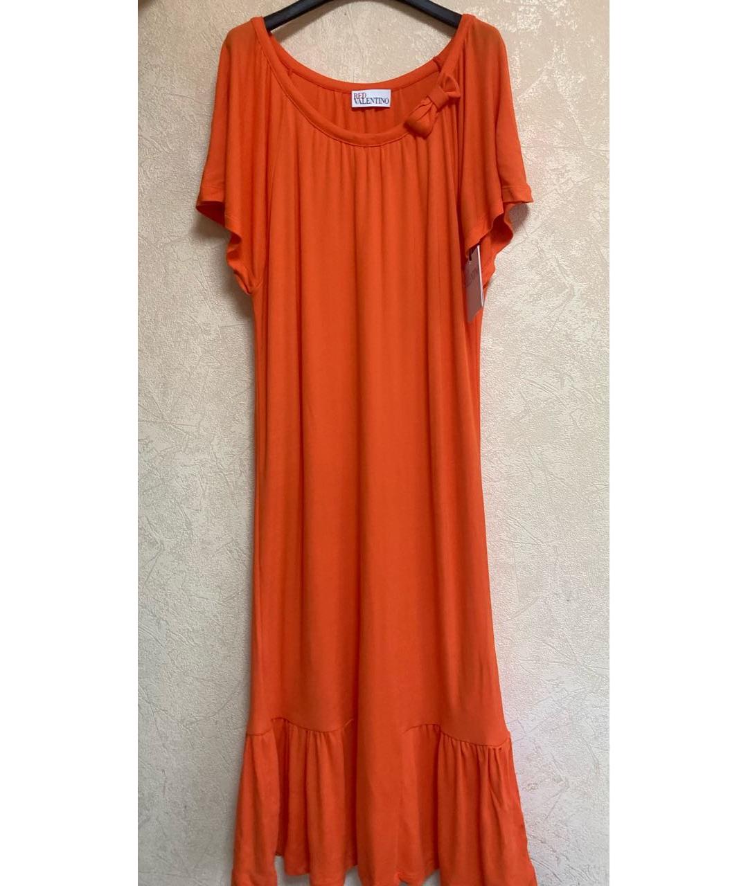 RED VALENTINO Оранжевое вискозное повседневное платье, фото 7