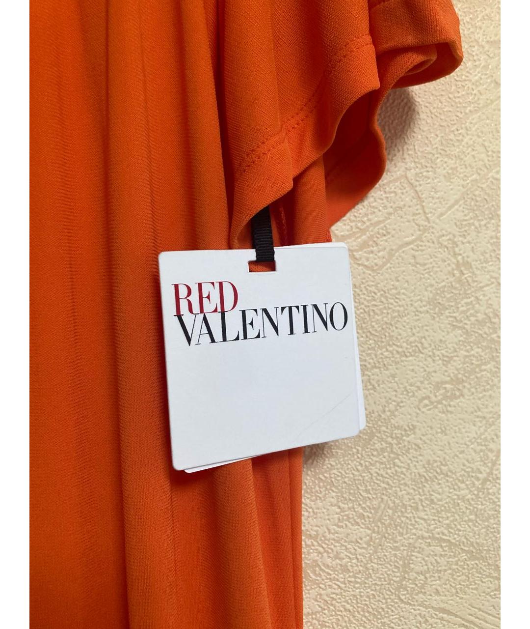 RED VALENTINO Оранжевое вискозное повседневное платье, фото 4