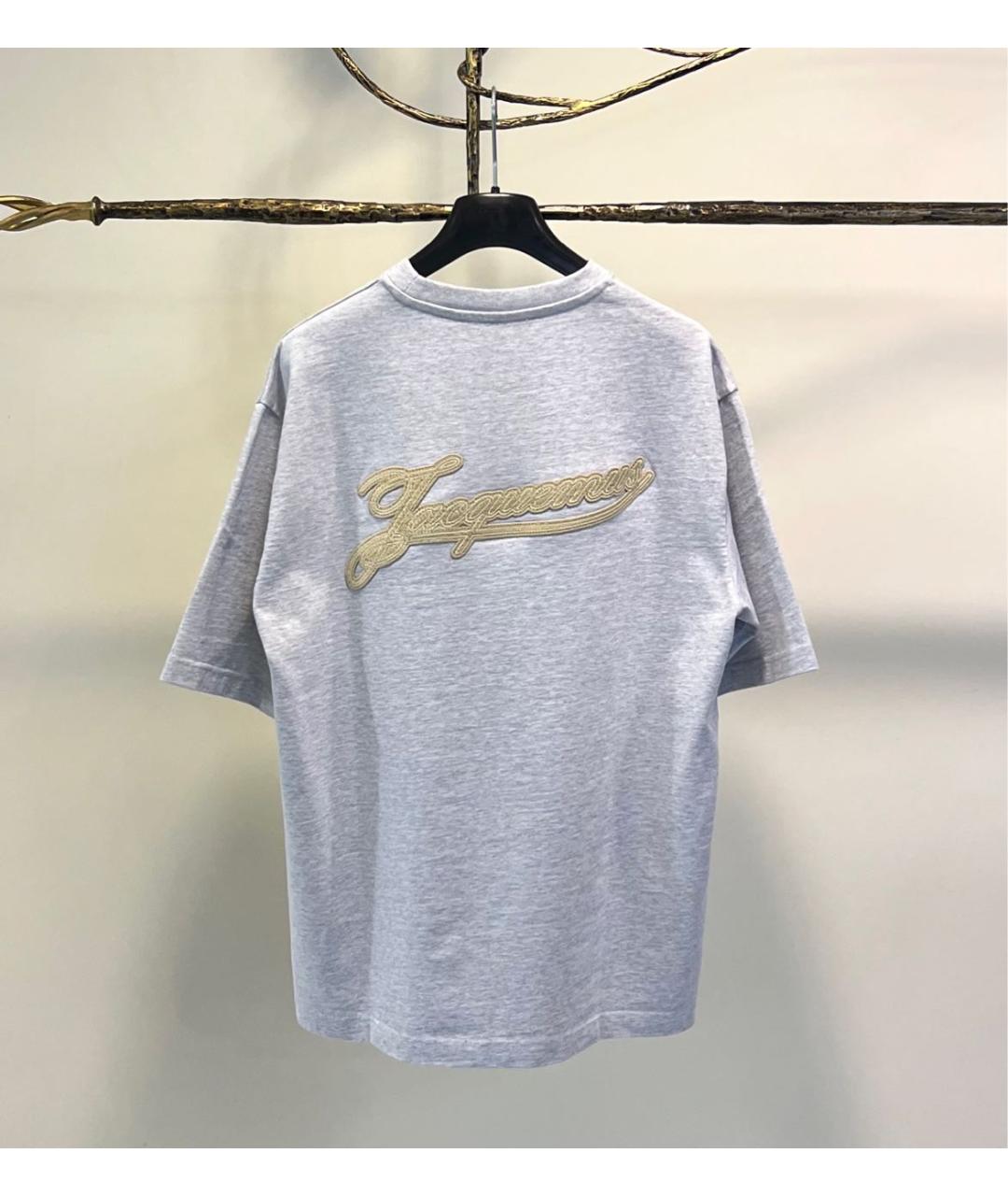 JACQUEMUS Серая хлопковая футболка, фото 2