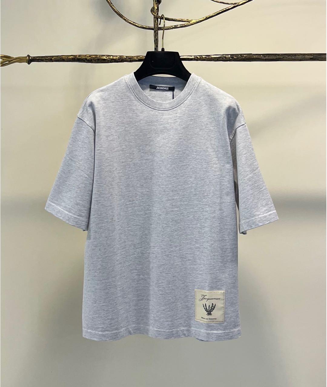 JACQUEMUS Серая хлопковая футболка, фото 7