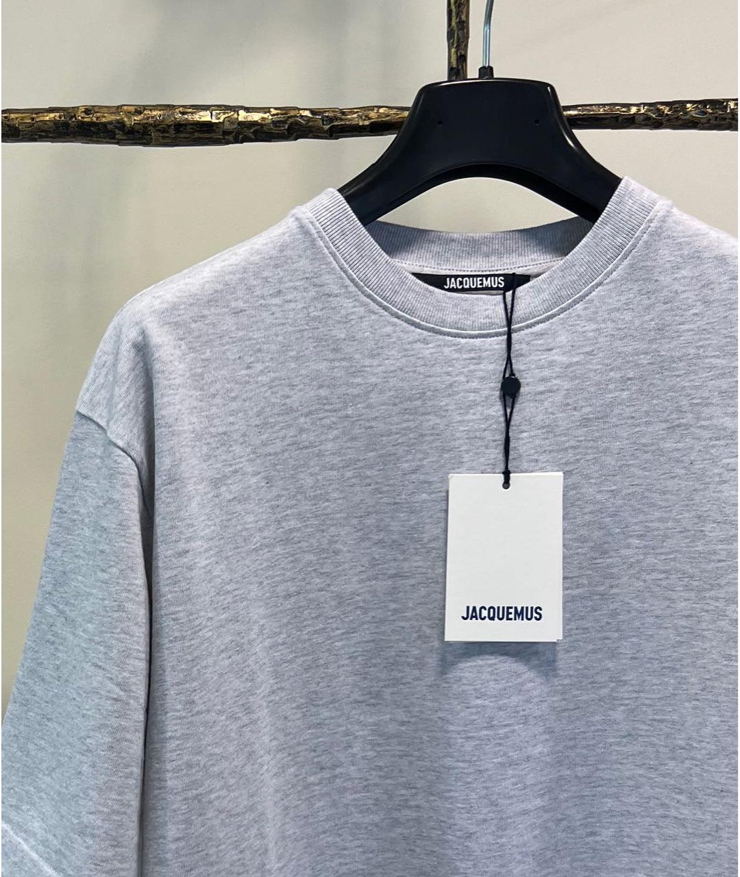 JACQUEMUS Серая хлопковая футболка, фото 3