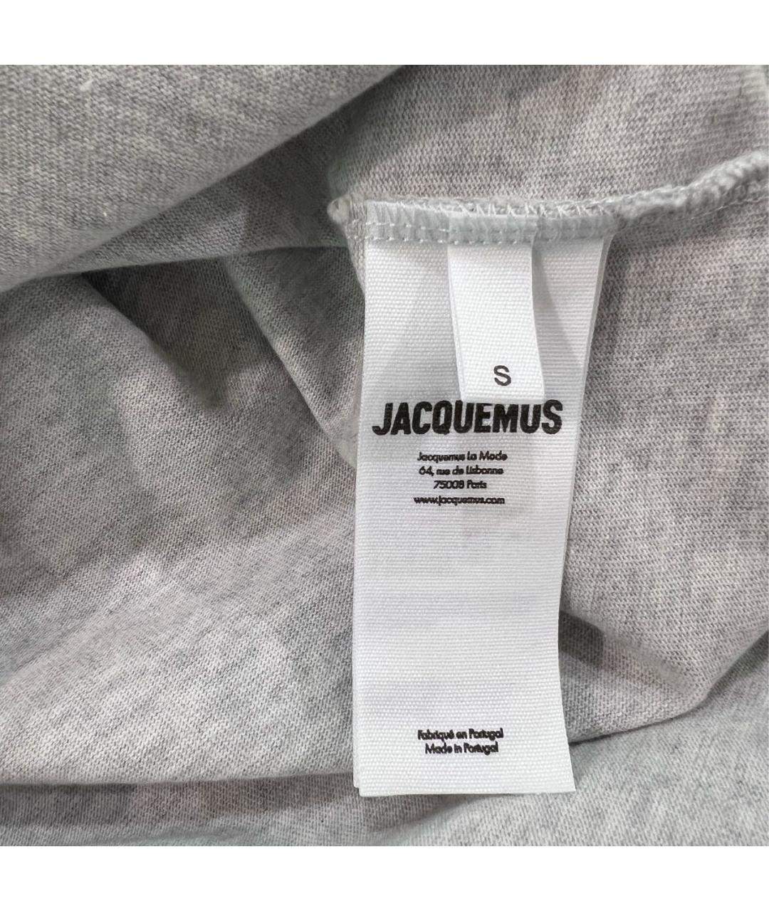 JACQUEMUS Серая хлопковая футболка, фото 5