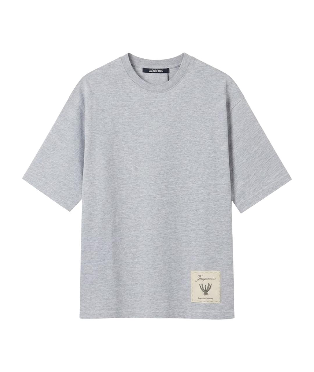 JACQUEMUS Серая хлопковая футболка, фото 1