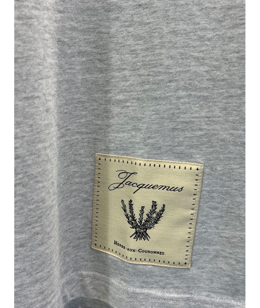 JACQUEMUS Серая хлопковая футболка, фото 4
