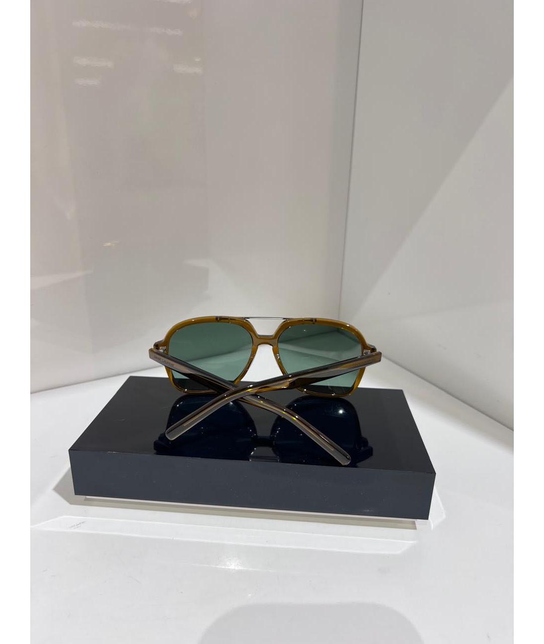 SAINT LAURENT Коричневые пластиковые солнцезащитные очки, фото 3