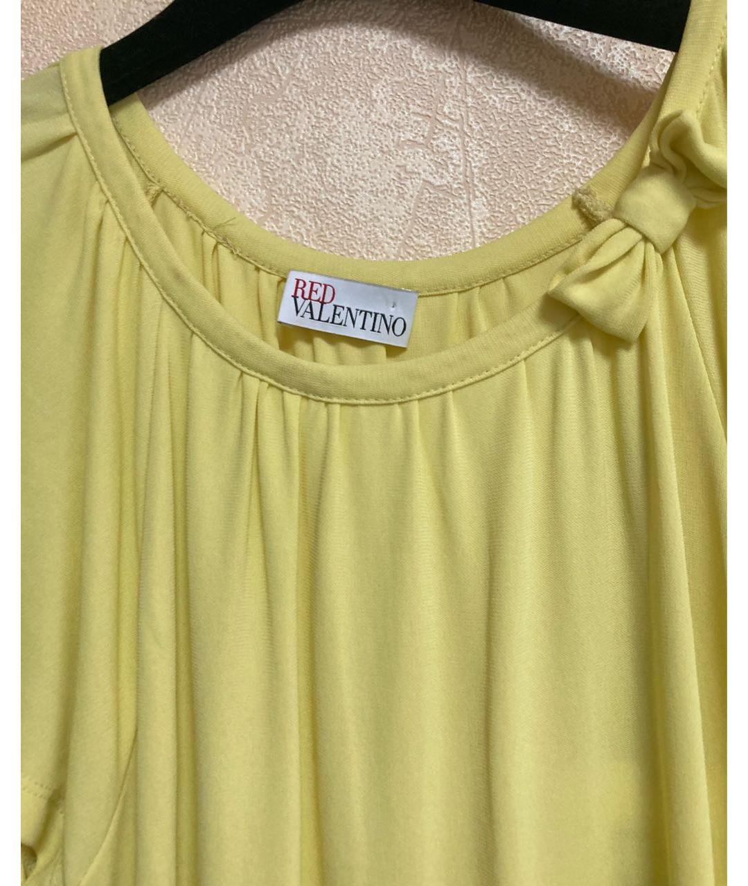 RED VALENTINO Желтая вискозная футболка, фото 3