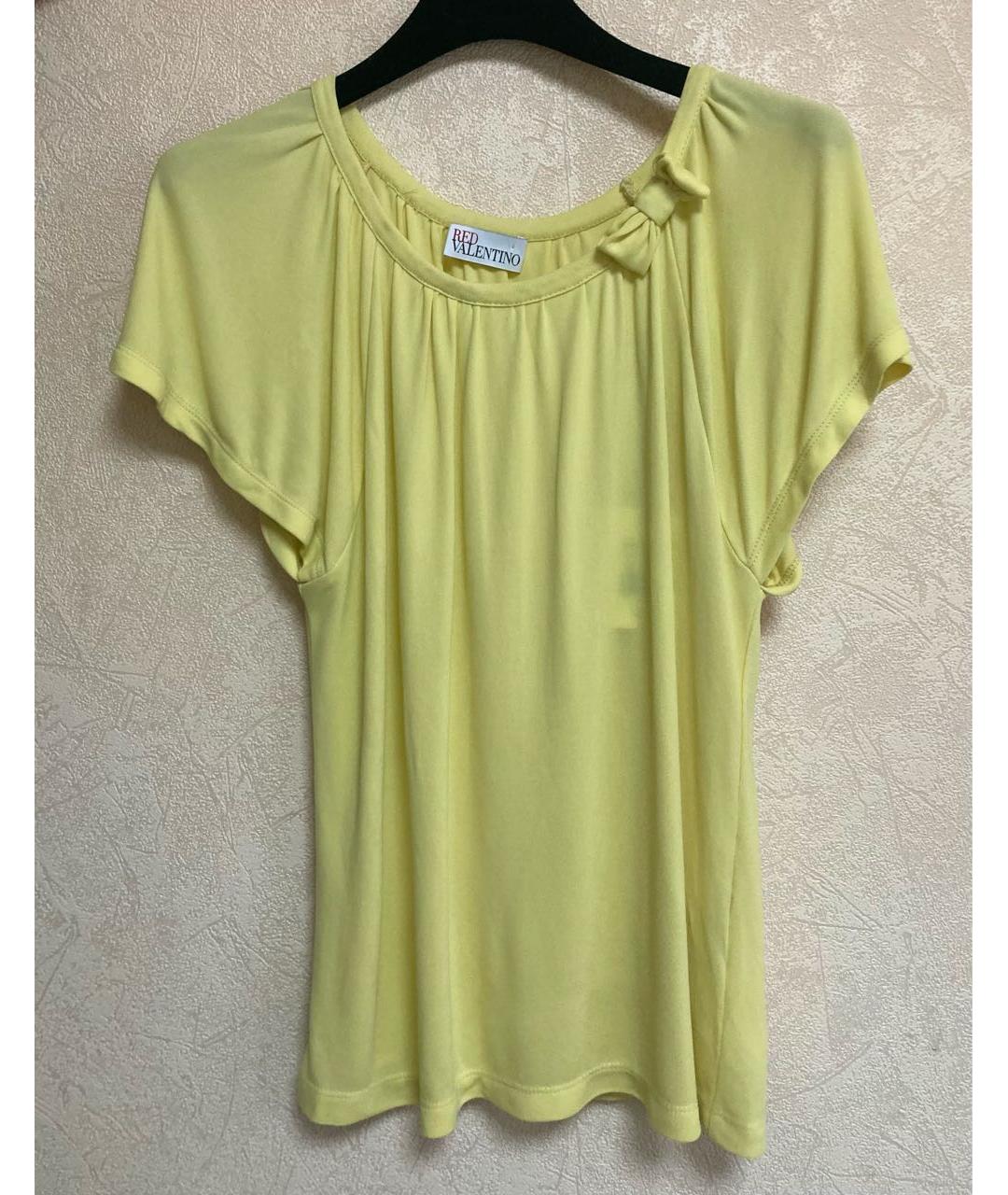 RED VALENTINO Желтая вискозная футболка, фото 6