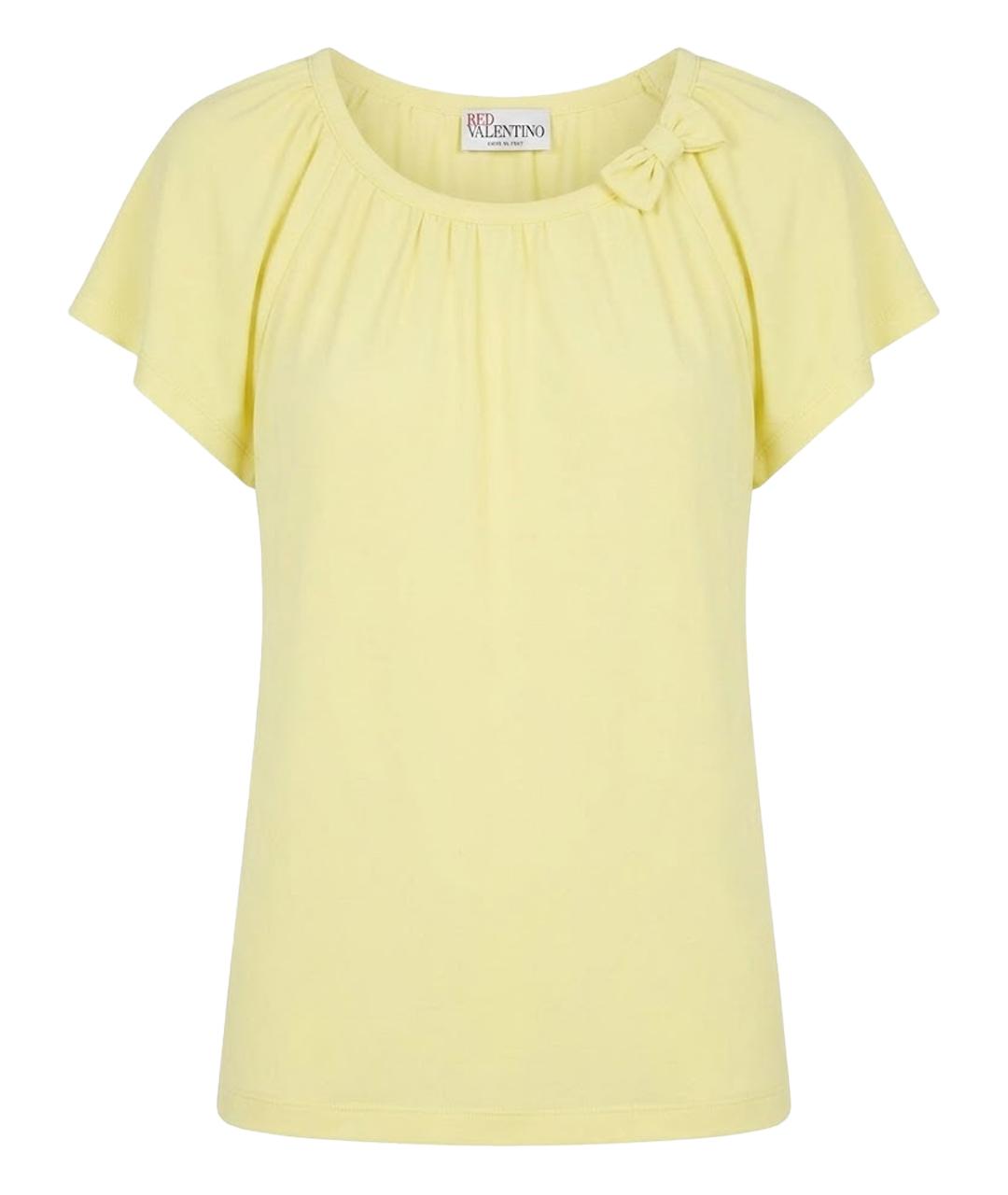 RED VALENTINO Желтая вискозная футболка, фото 1