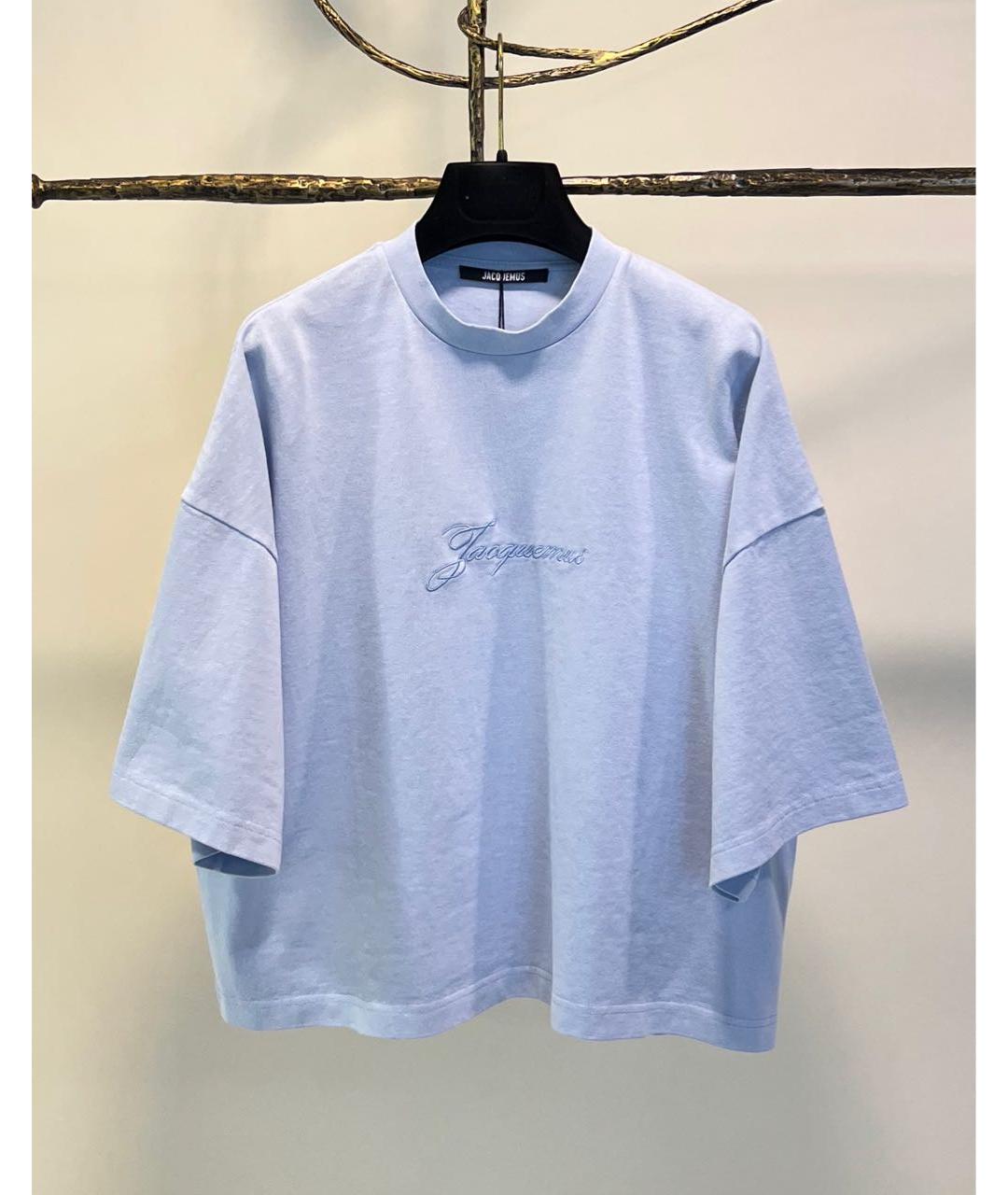 JACQUEMUS Голубая хлопковая футболка, фото 7