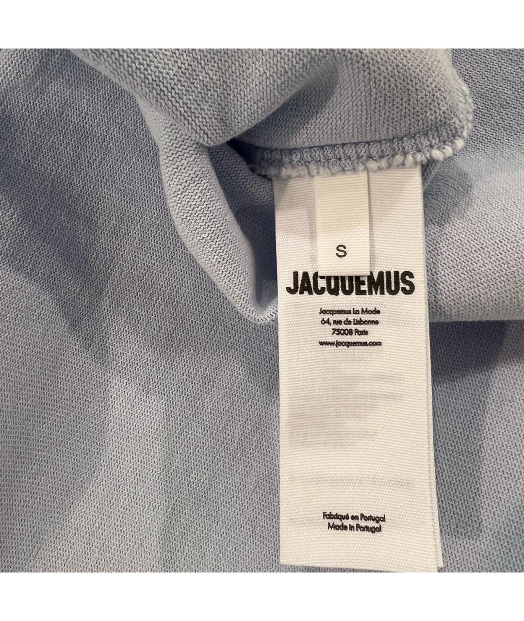 JACQUEMUS Голубая хлопковая футболка, фото 4