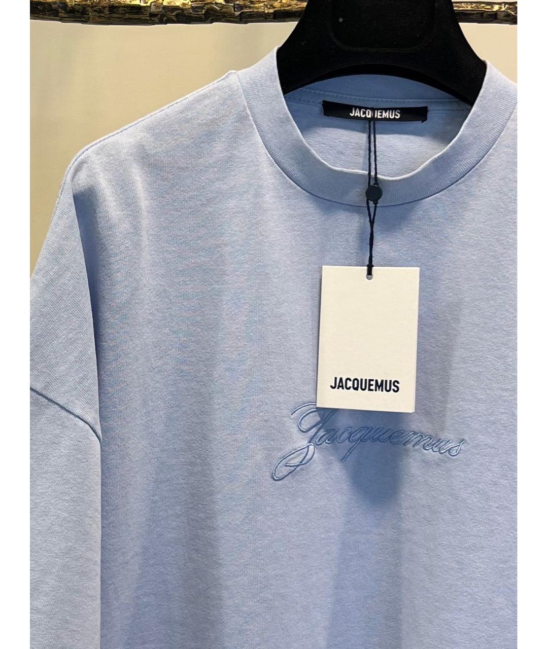JACQUEMUS Голубая хлопковая футболка, фото 3