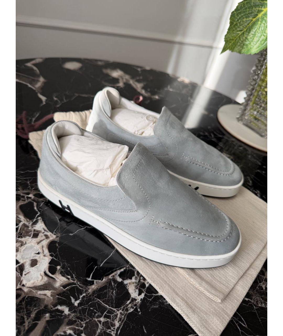 HERMES Серые замшевые лоферы, фото 4