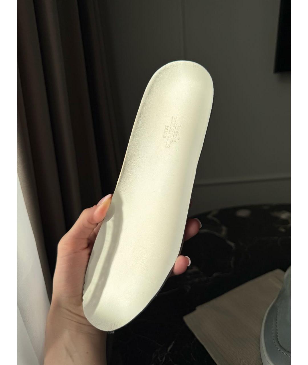 HERMES Серые замшевые лоферы, фото 7