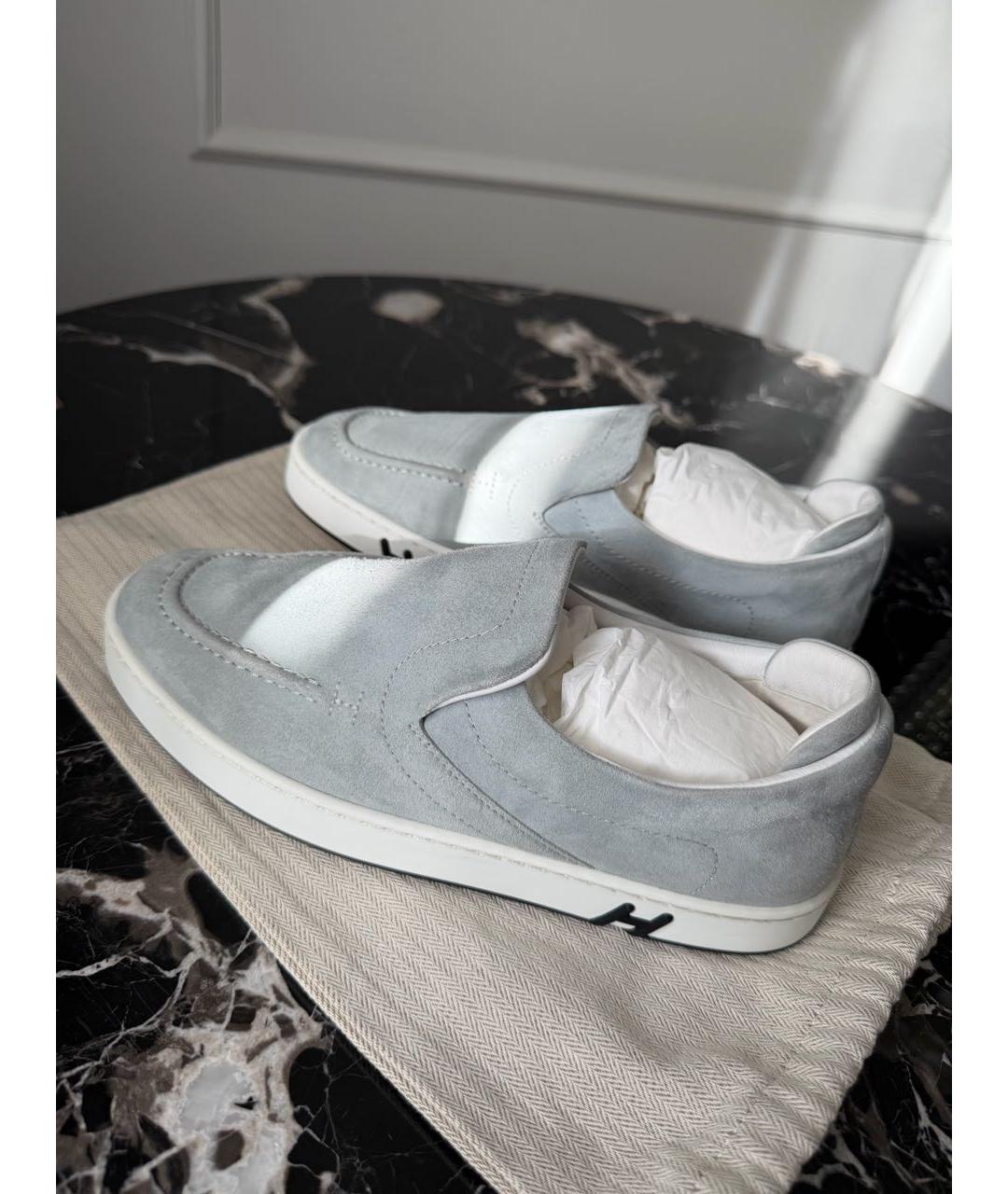HERMES Серые замшевые лоферы, фото 6