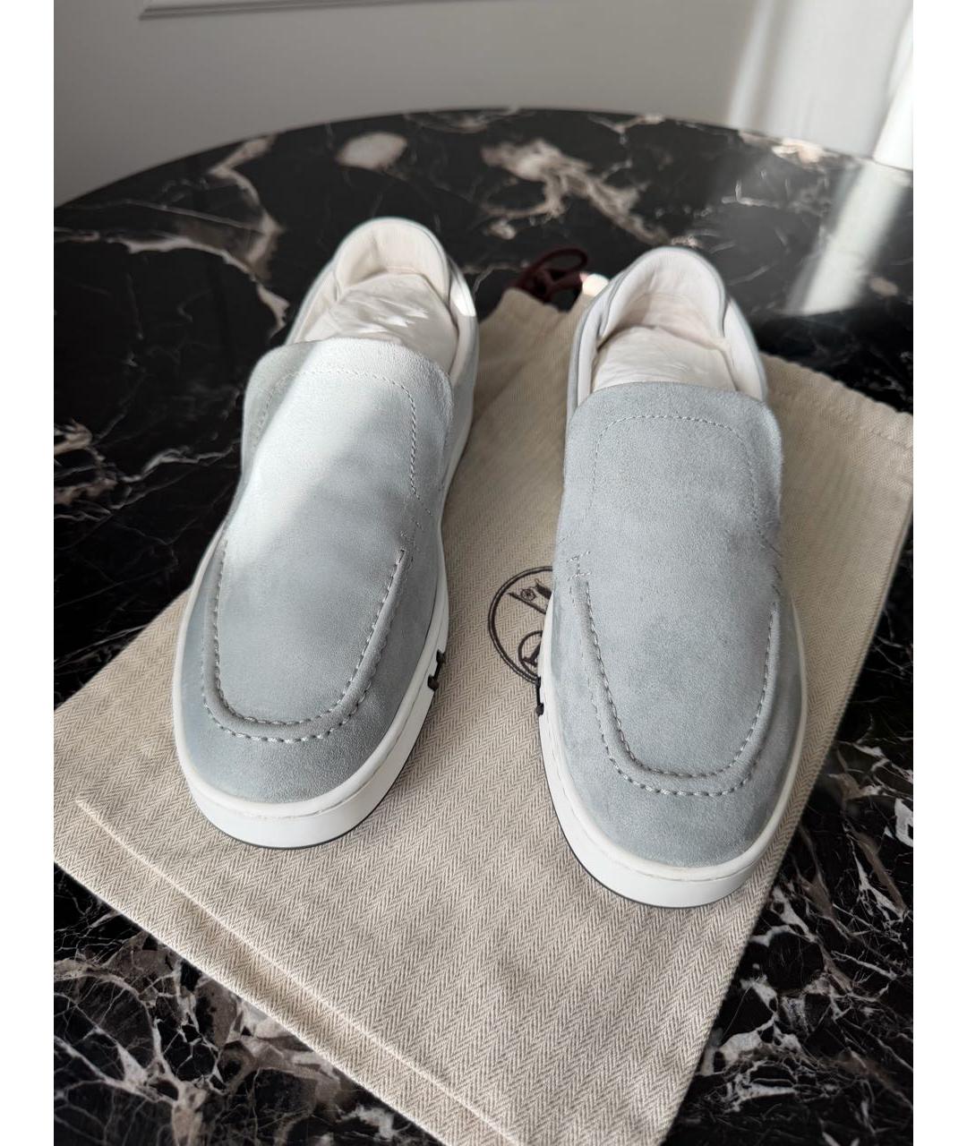 HERMES Серые замшевые лоферы, фото 3