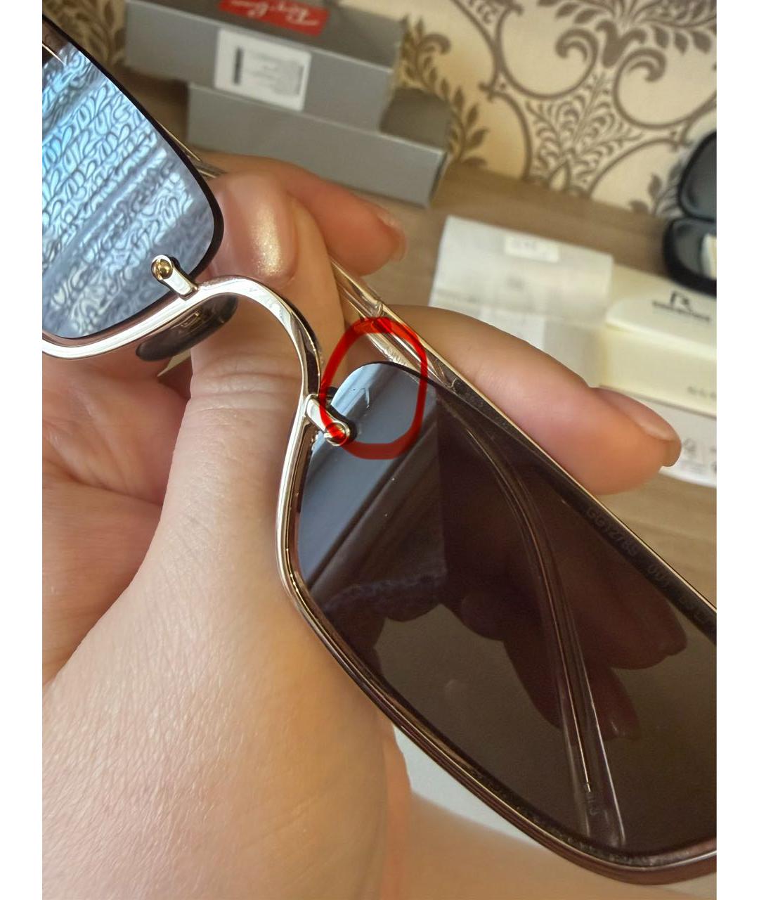 GUCCI Золотые металлические солнцезащитные очки, фото 6