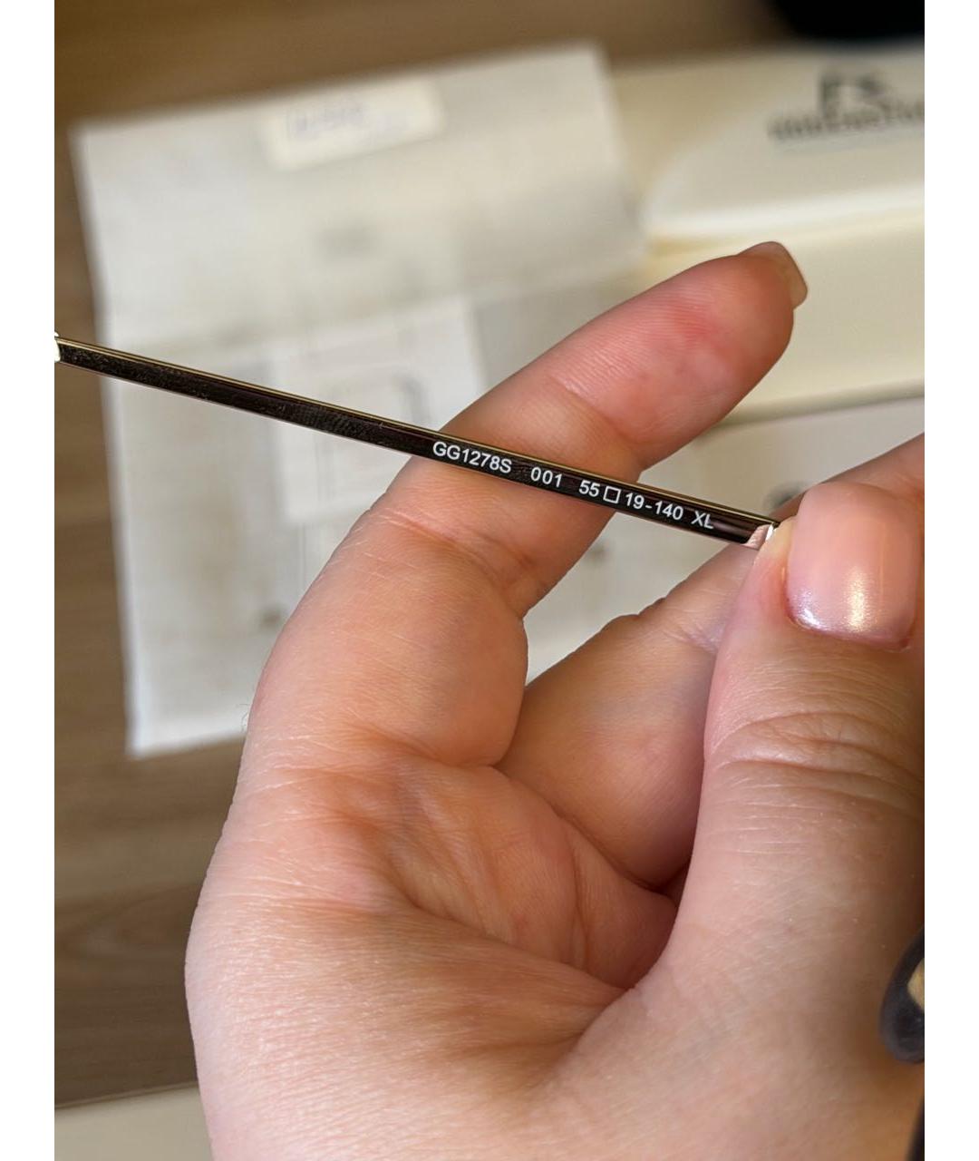 GUCCI Золотые металлические солнцезащитные очки, фото 5