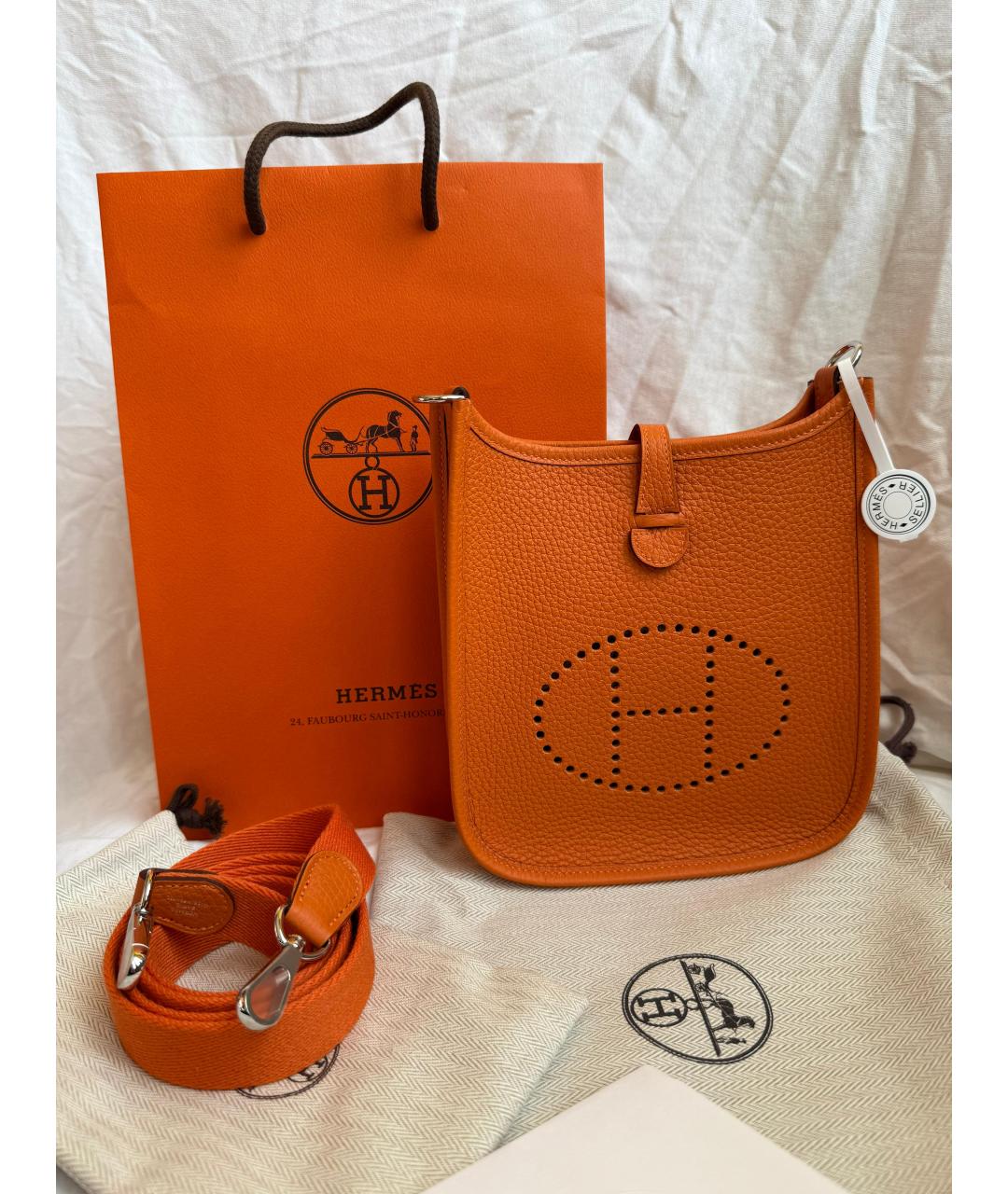 HERMES Оранжевая кожаная сумка через плечо, фото 2