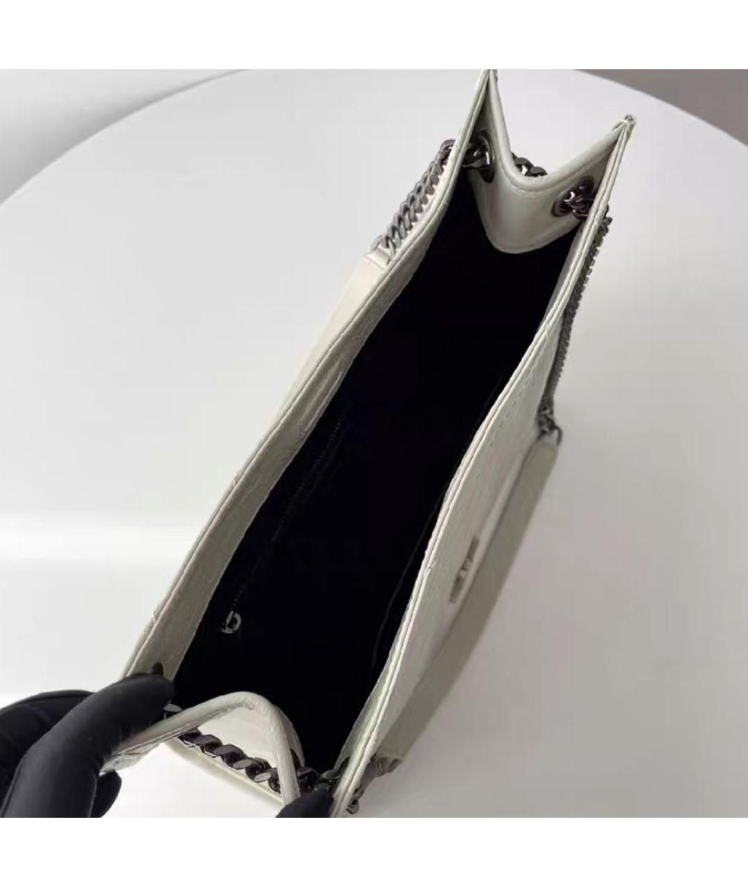 SAINT LAURENT Белая кожаная сумка тоут, фото 4