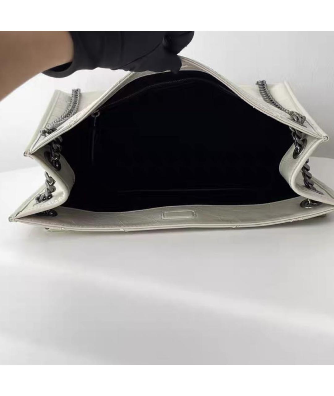 SAINT LAURENT Белая кожаная сумка тоут, фото 3