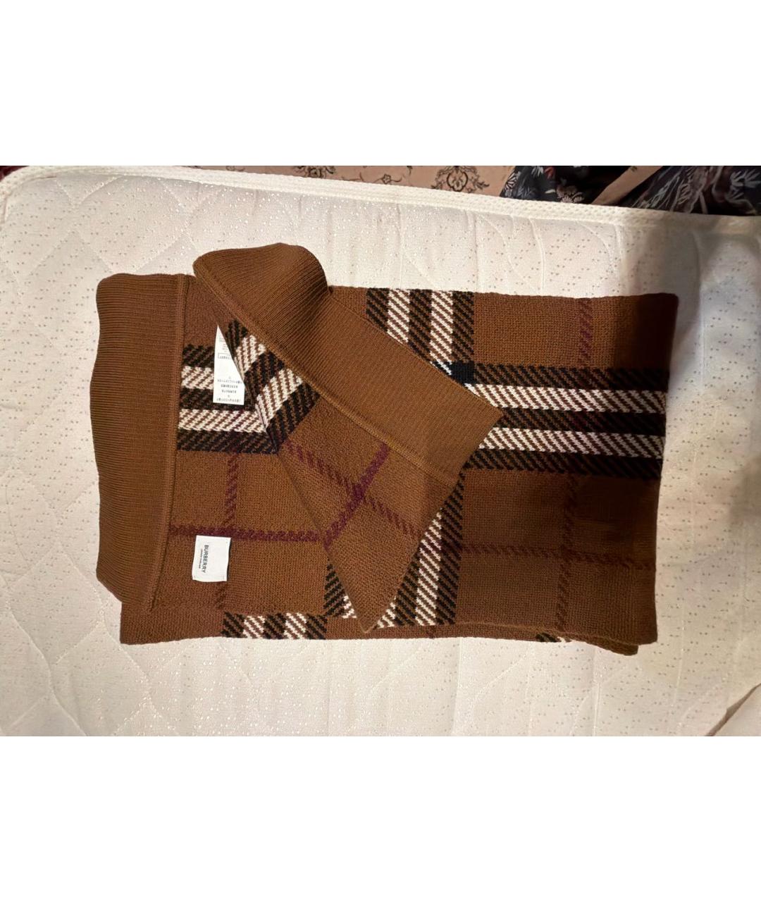 BURBERRY Коричневый шерстяной шарф, фото 5