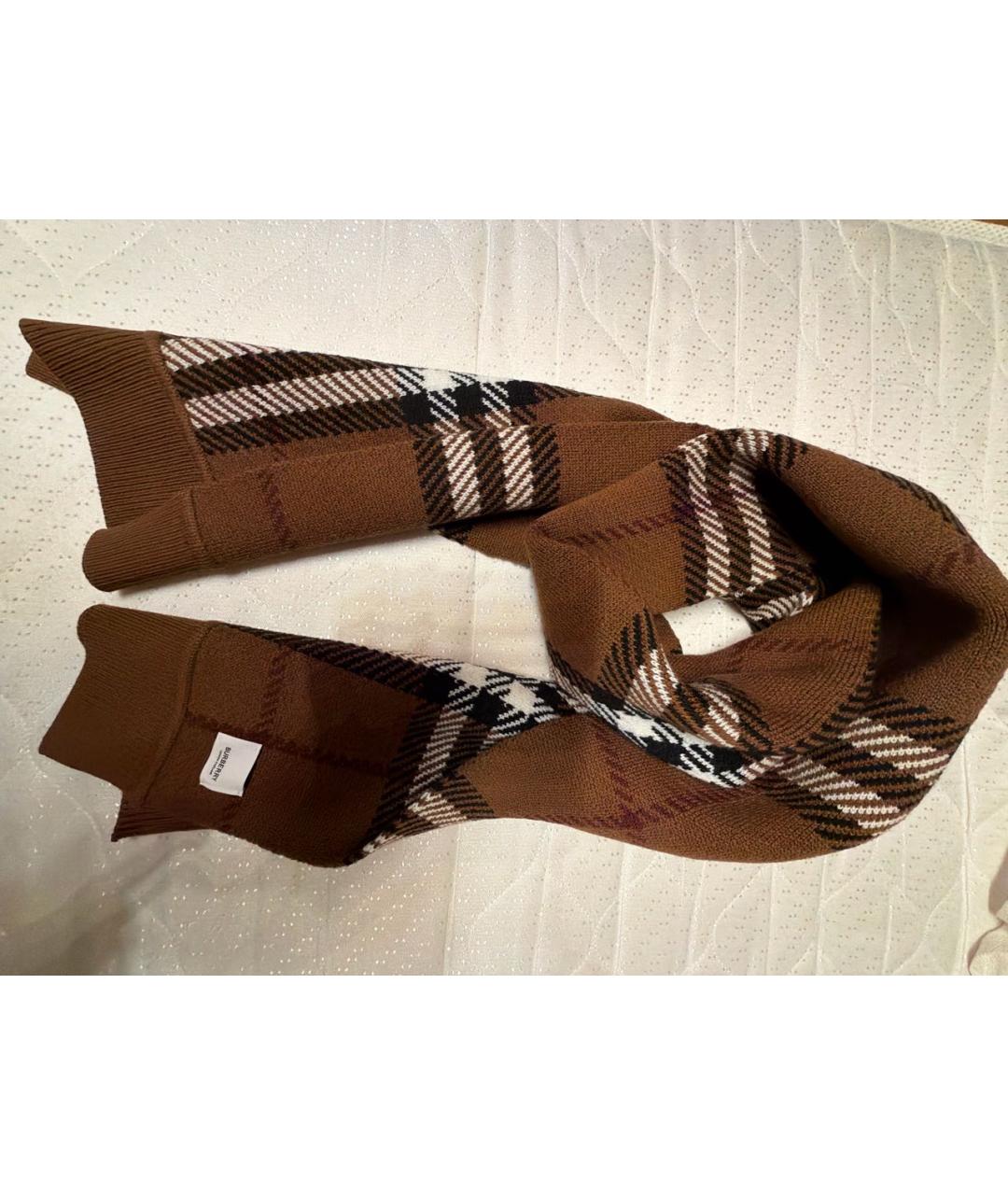 BURBERRY Коричневый шерстяной шарф, фото 4