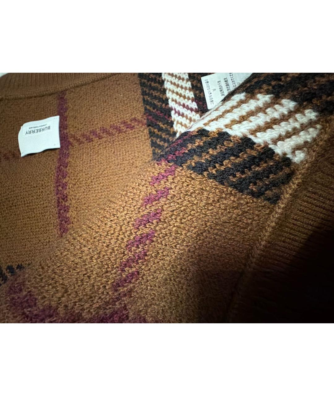 BURBERRY Коричневый шерстяной шарф, фото 2