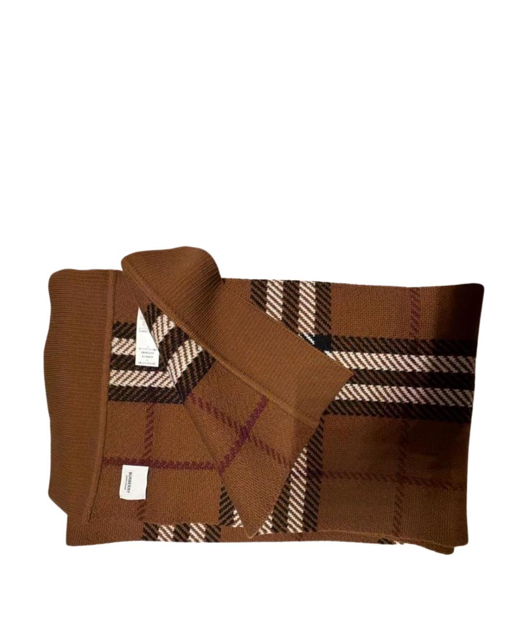 BURBERRY Коричневый шерстяной шарф, фото 1