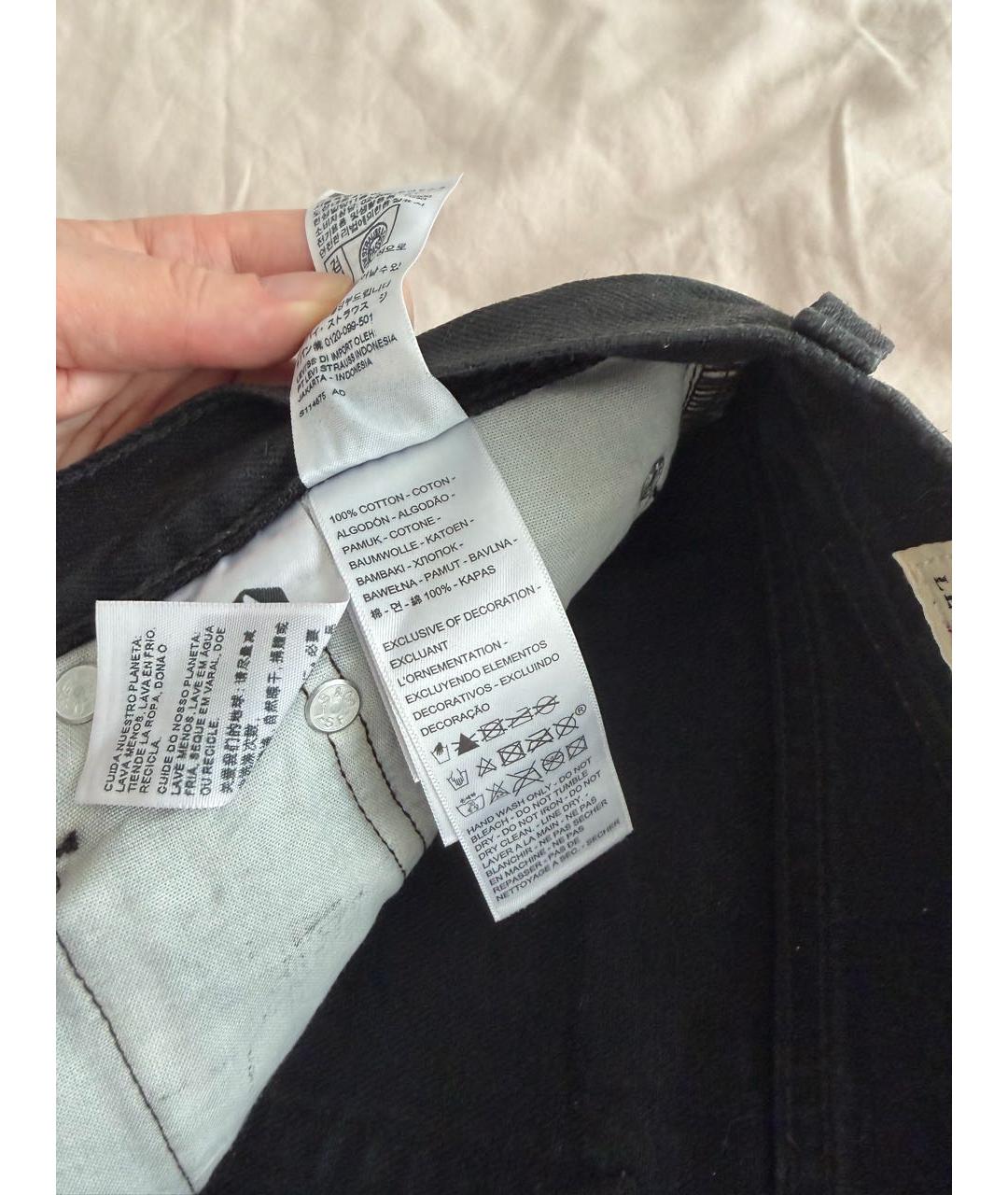 LEVI'S Черные хлопковые прямые джинсы, фото 3