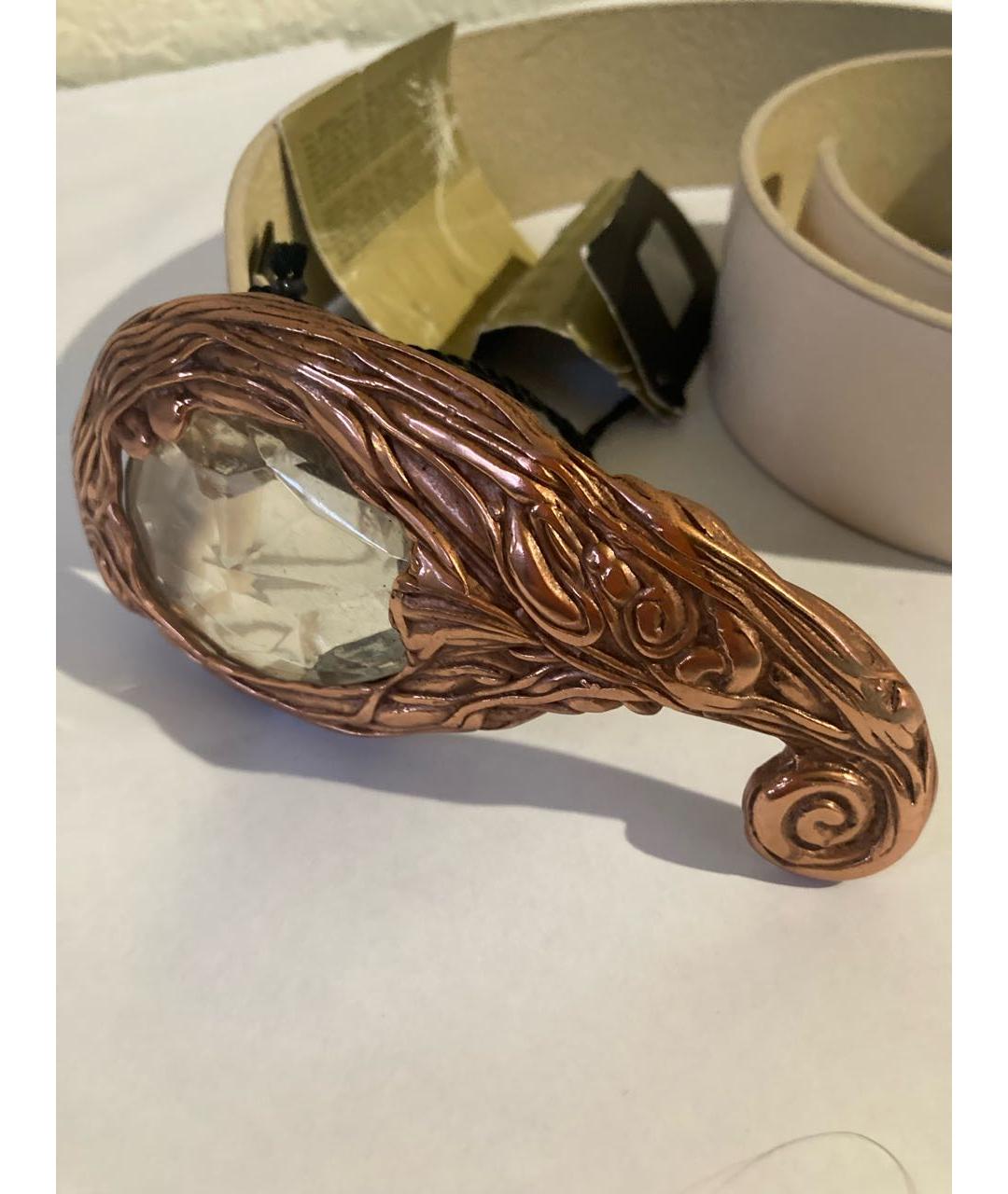 JUST CAVALLI Бежевый кожаный ремень, фото 3