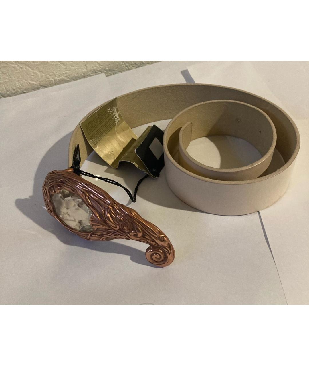 JUST CAVALLI Бежевый кожаный ремень, фото 2