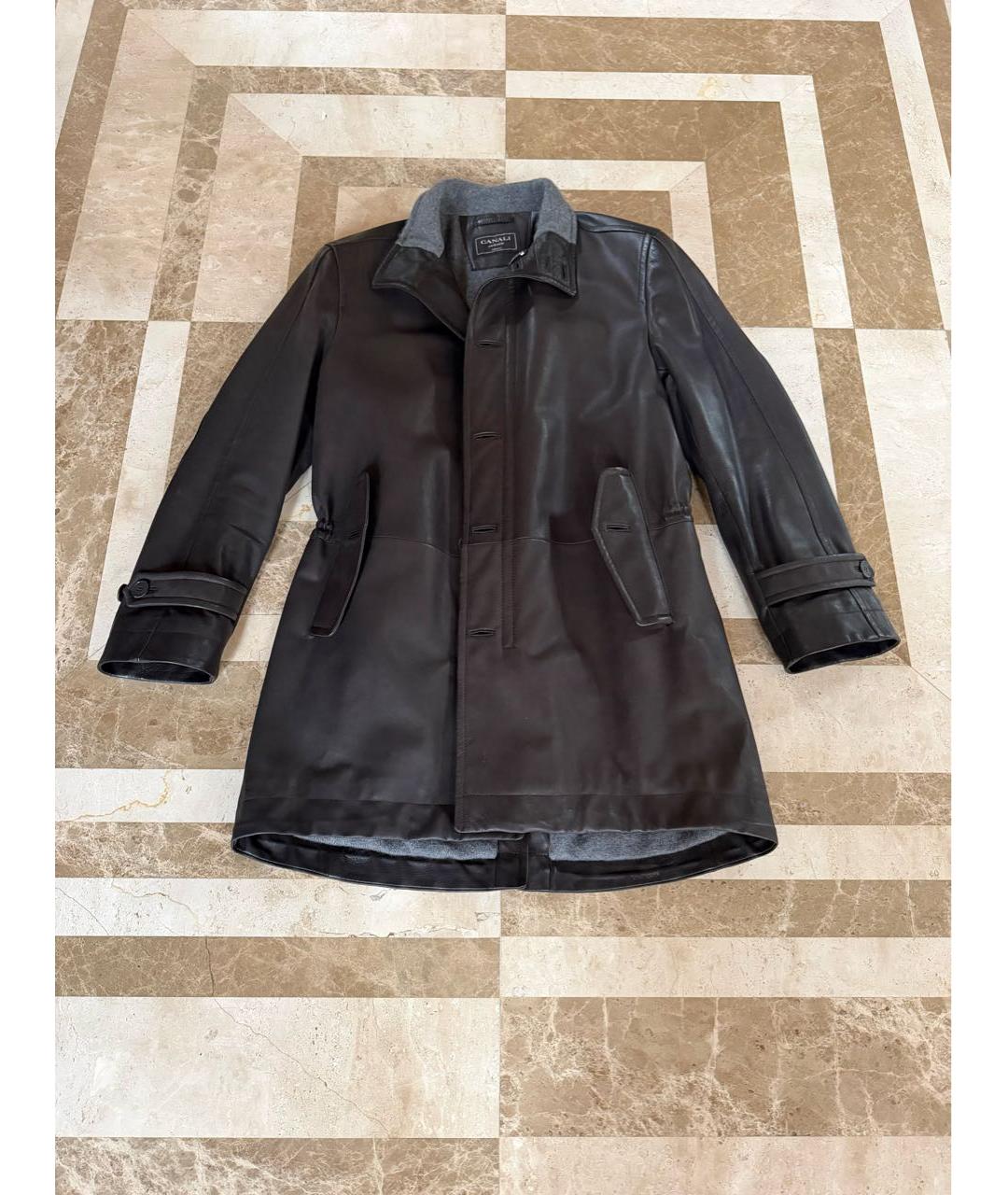 CANALI Коричневая кожаная куртка, фото 5