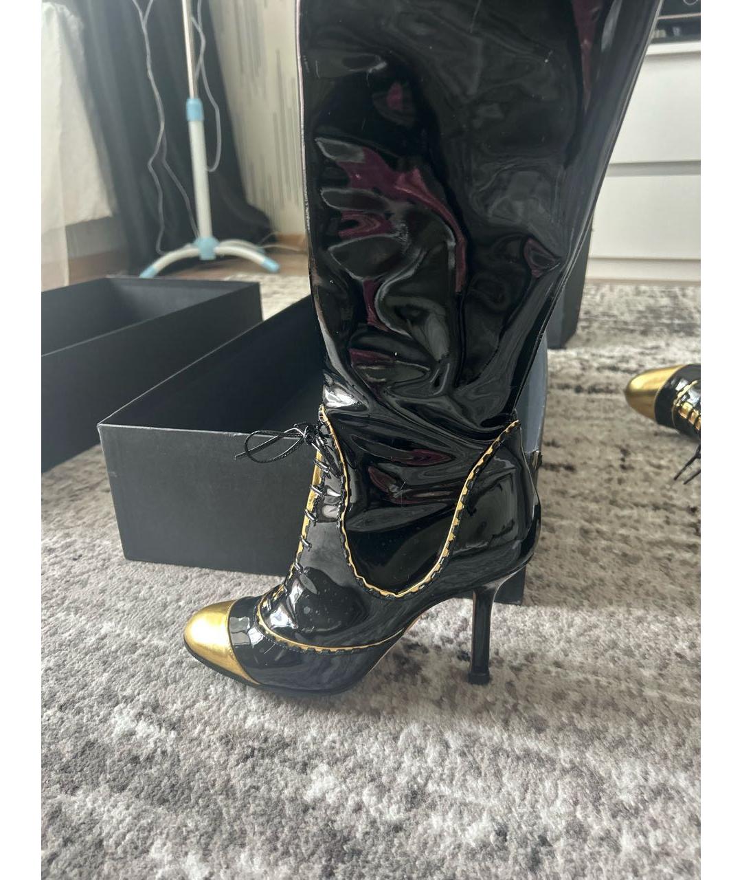 DSQUARED2 Черные сапоги из лакированной кожи, фото 5